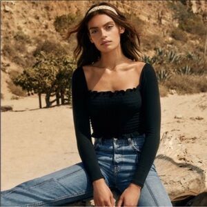 Reformation Black Crop Top